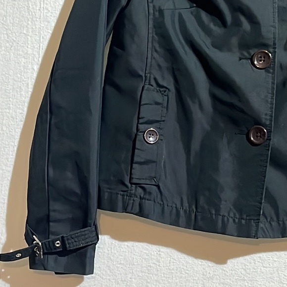 Short Trench Women’s Small Black Pea Coat Waist Length Trench Coat Jacket - Picture 4 of 13